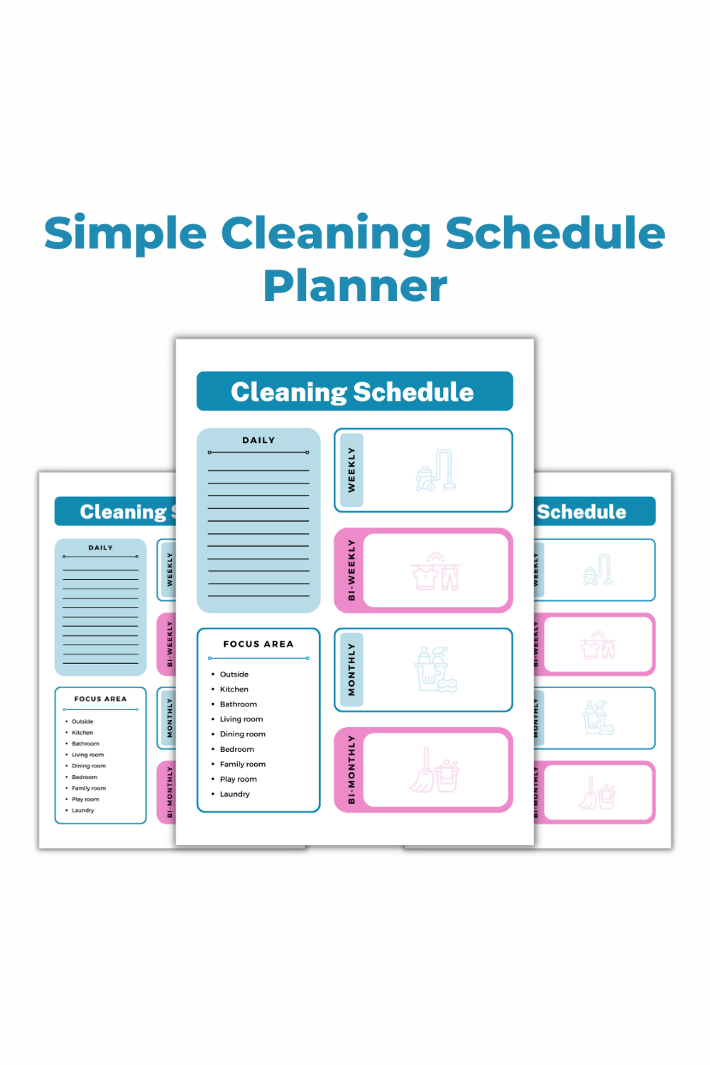 Simple Cleaning Schedule Planner Template pinterest preview image.