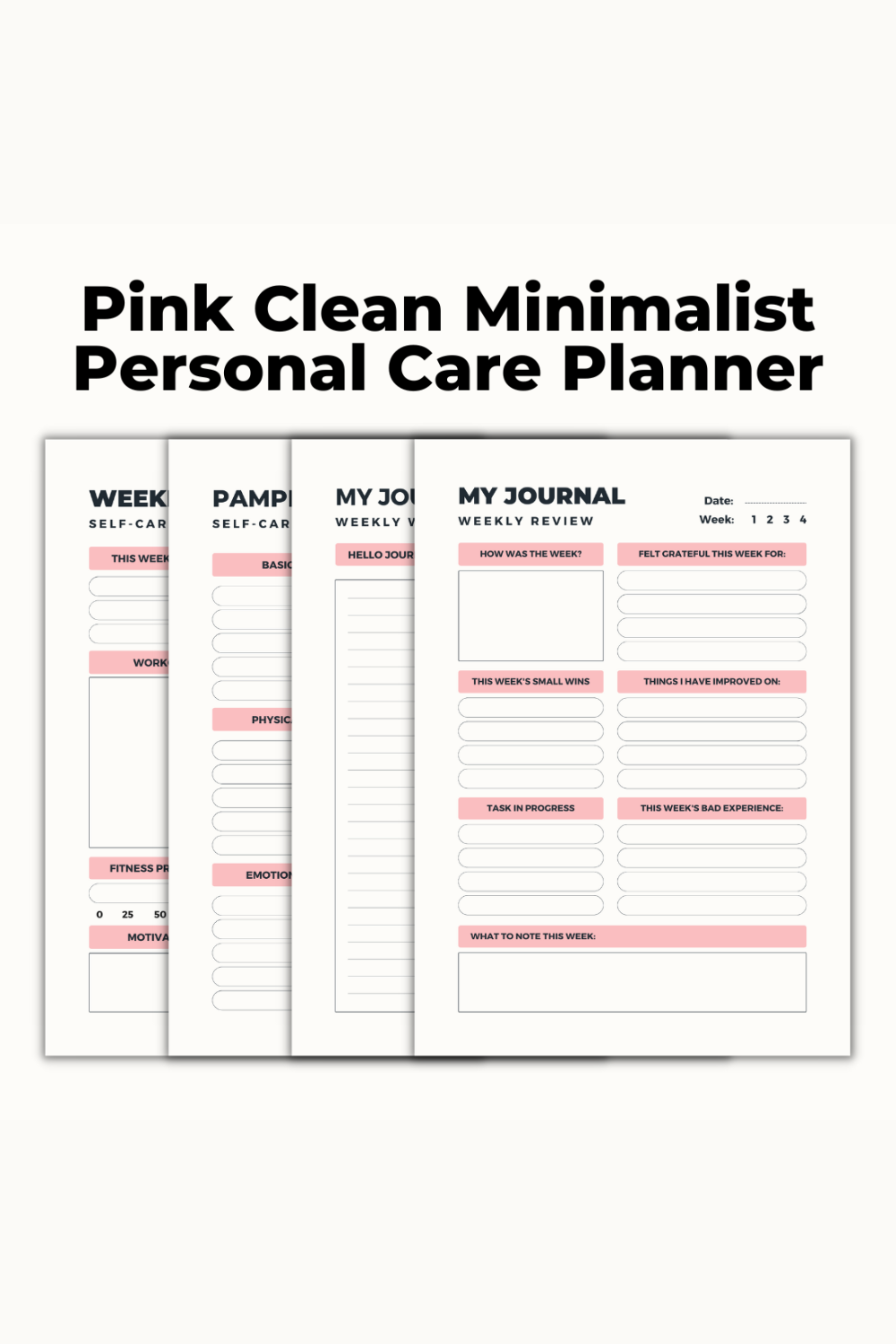 Pink Clean Minimalist Personal Care Planner pinterest preview image.