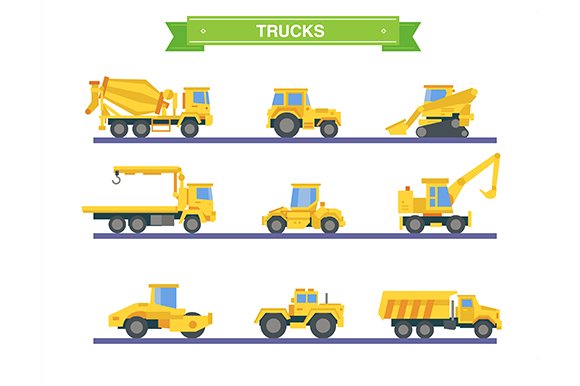 Vector heavy equipment cars cover image.