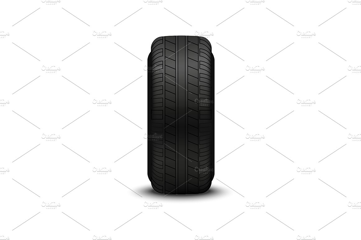 Realistic 3d Detailed Car Tires Set. preview image.