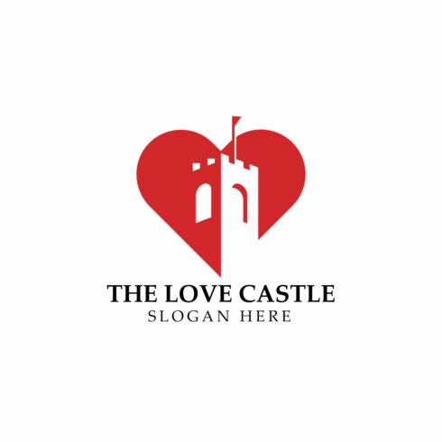 Love and castle negative space logo design cover image.