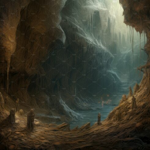 Cave cavern fantasy. Generate Ai cover image.