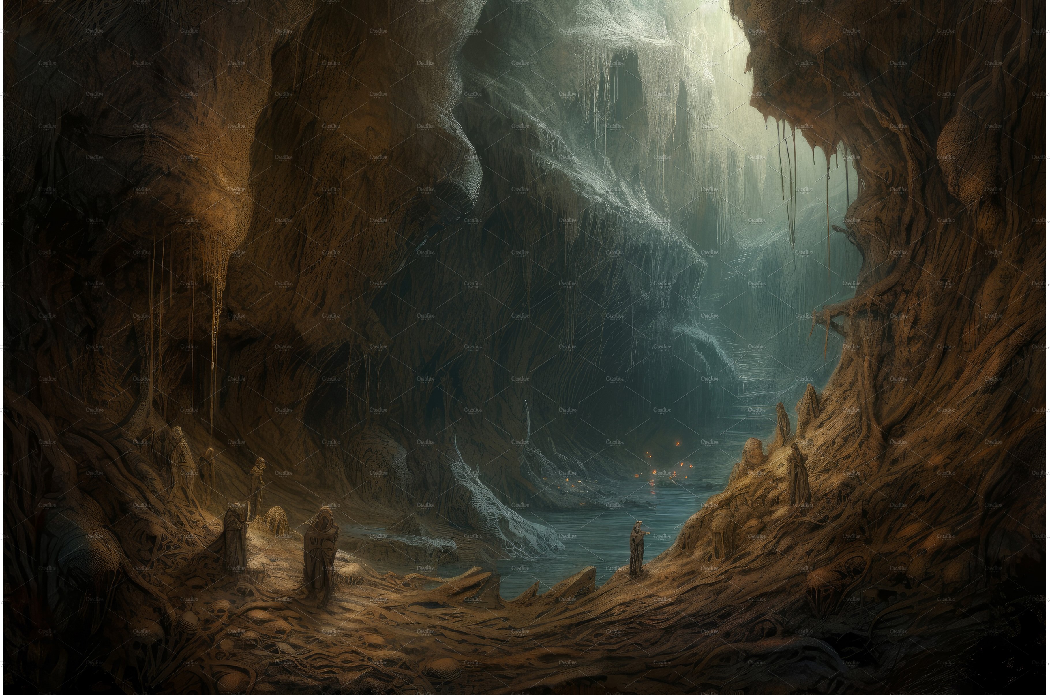 Cave cavern fantasy. Generate Ai cover image.