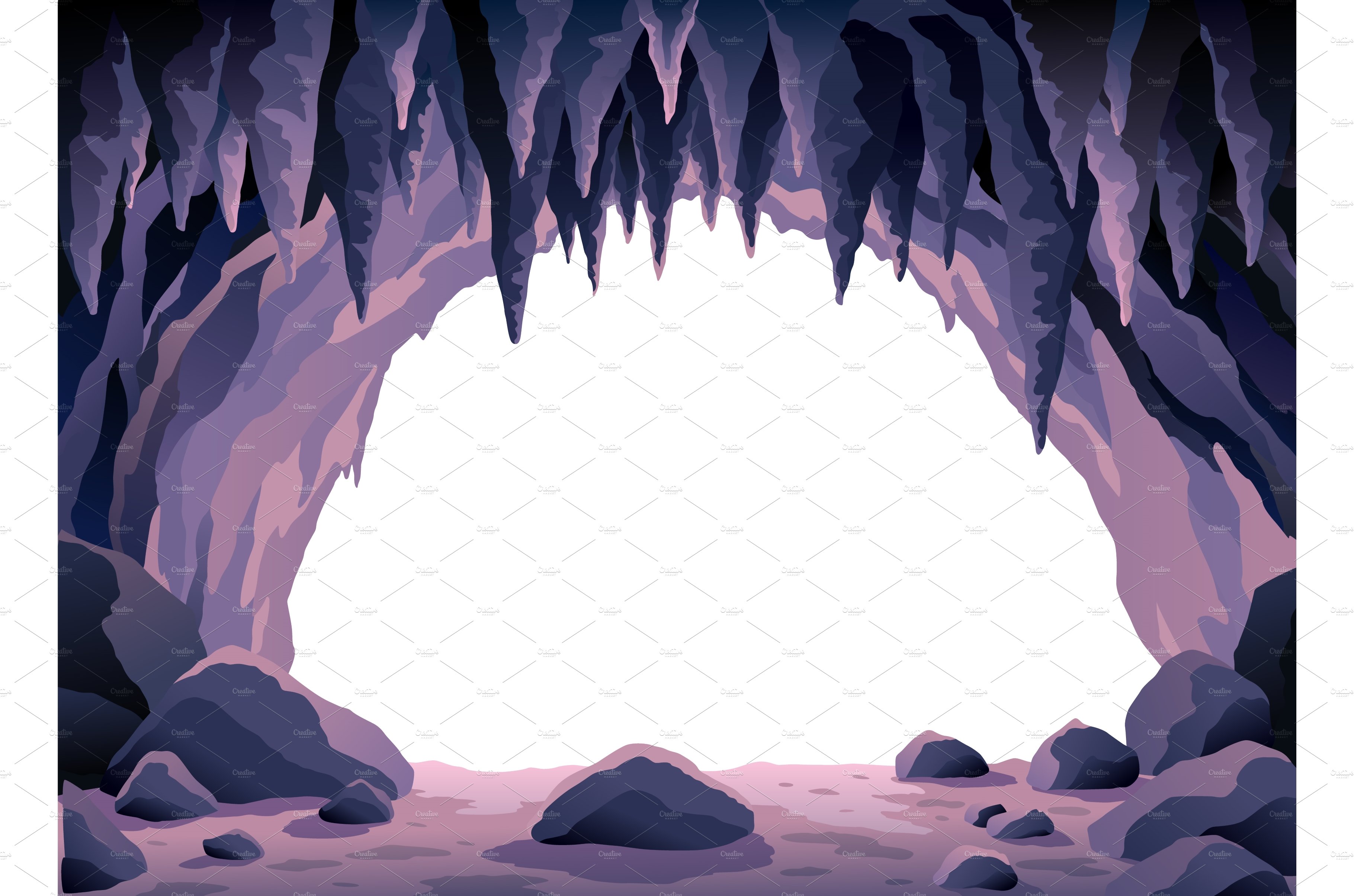 Cave landscape. Stone cave entrance cover image.