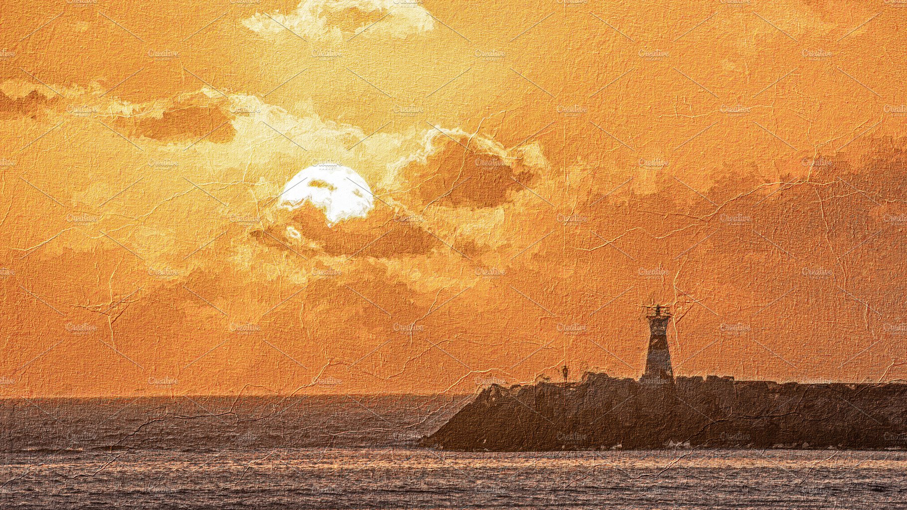 Atlantic sea coast with tower and stones in the background on a cover image.