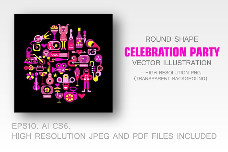 Celebration Party round illustration cover image.