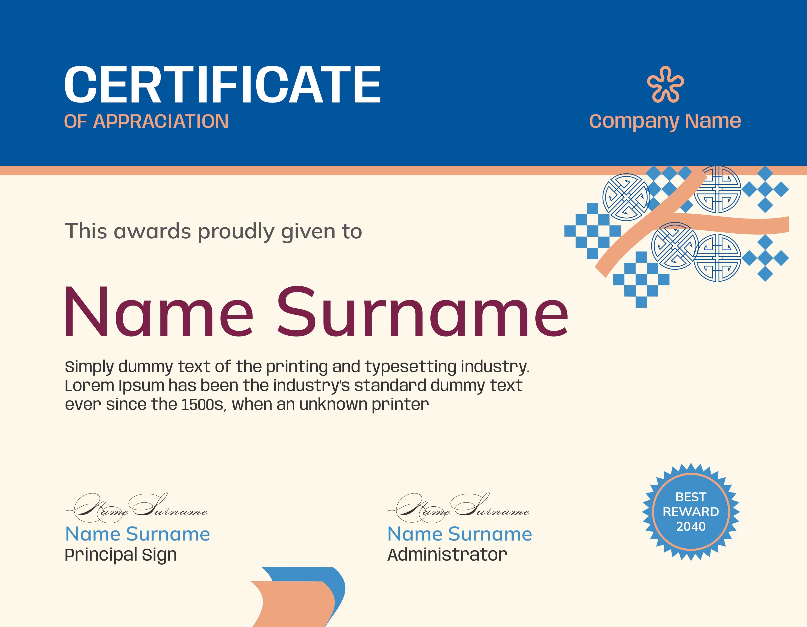 certificate of appreciation template.trendy geometric design 376