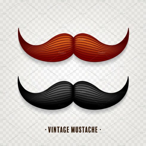 Mustache isolated on white. Black cover image.