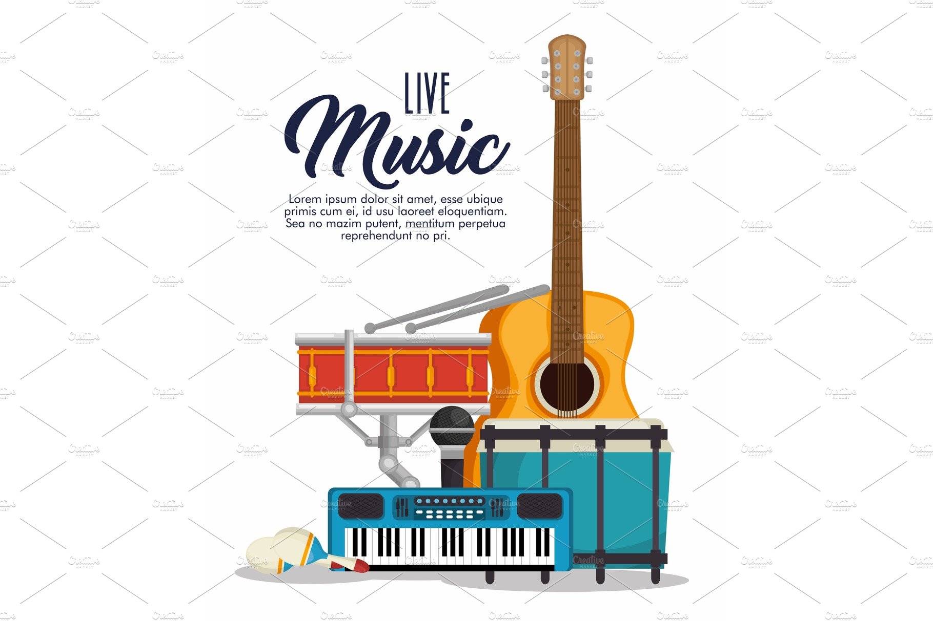 set musical instruments icons cover image.