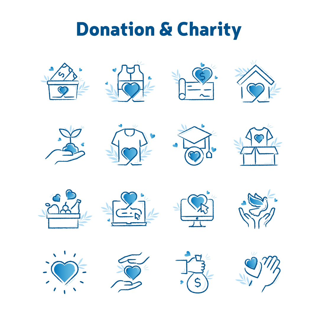 Charity and Donations: Vector Illustration Bundle for Giving, Philanthropy, and Non-Profit Organizations cover image.