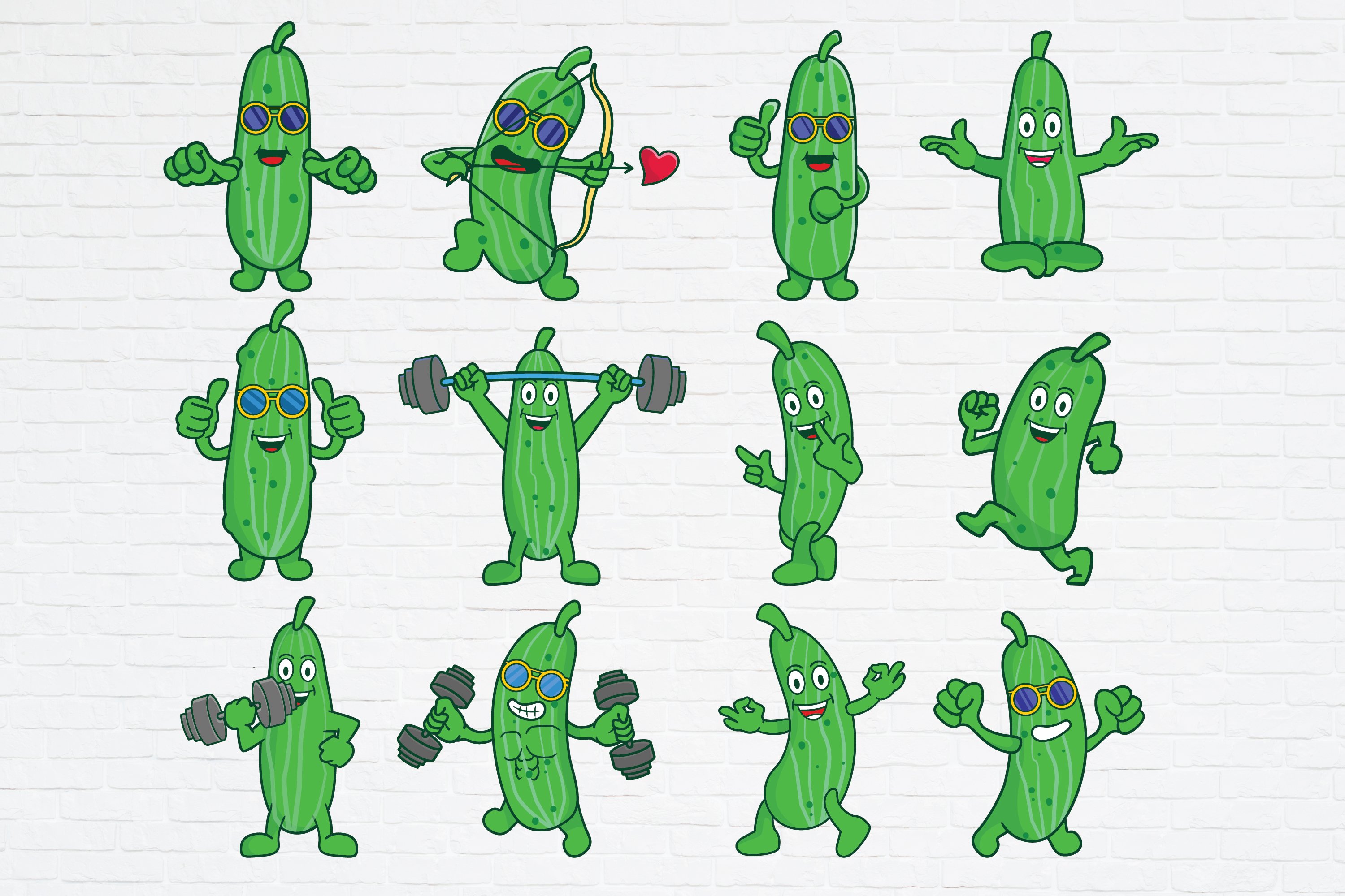 Cute Pickle Cucumber Clipart cover image.
