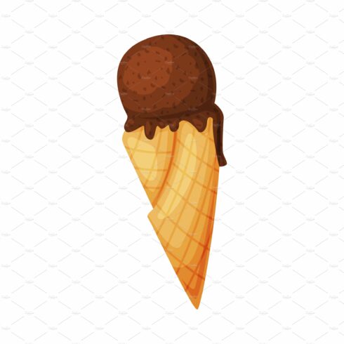 Chocolate cream waffle cone. Tasty cover image.