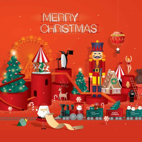 Christmas greeting template vector cover image.