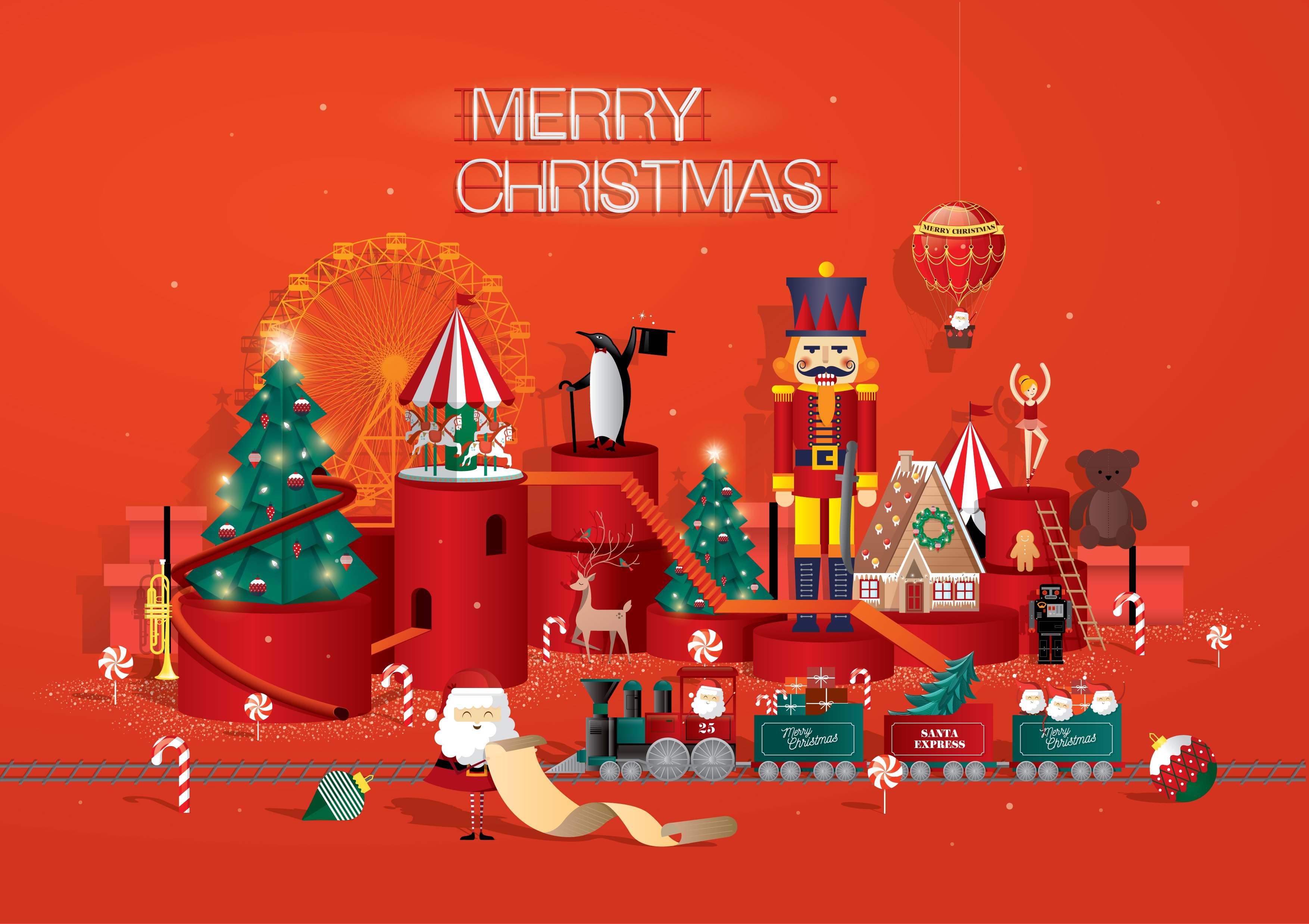 Christmas greeting template vector cover image.