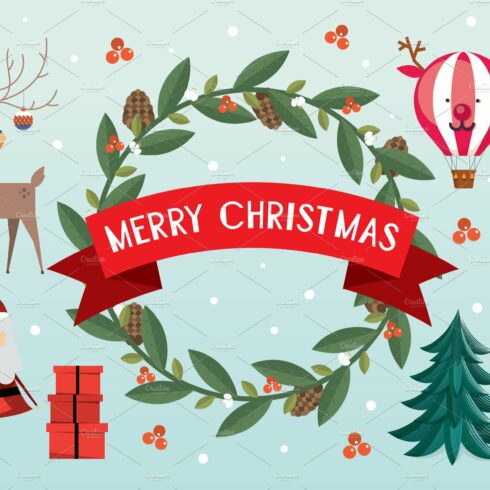 christmas elements vector cover image.