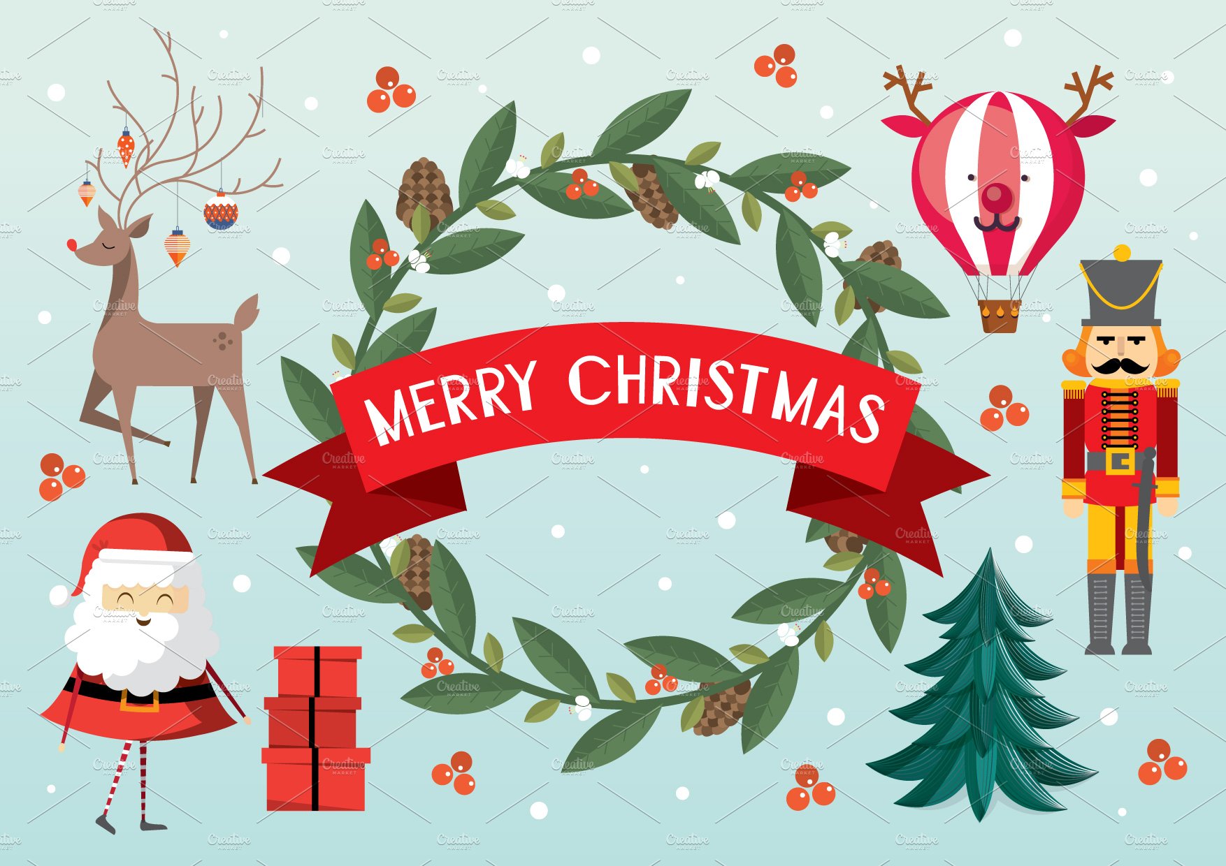 christmas elements vector cover image.