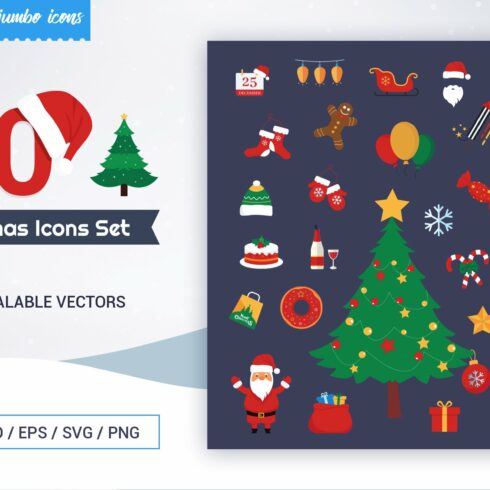 Christmas Theme Flat Icons Pack cover image.