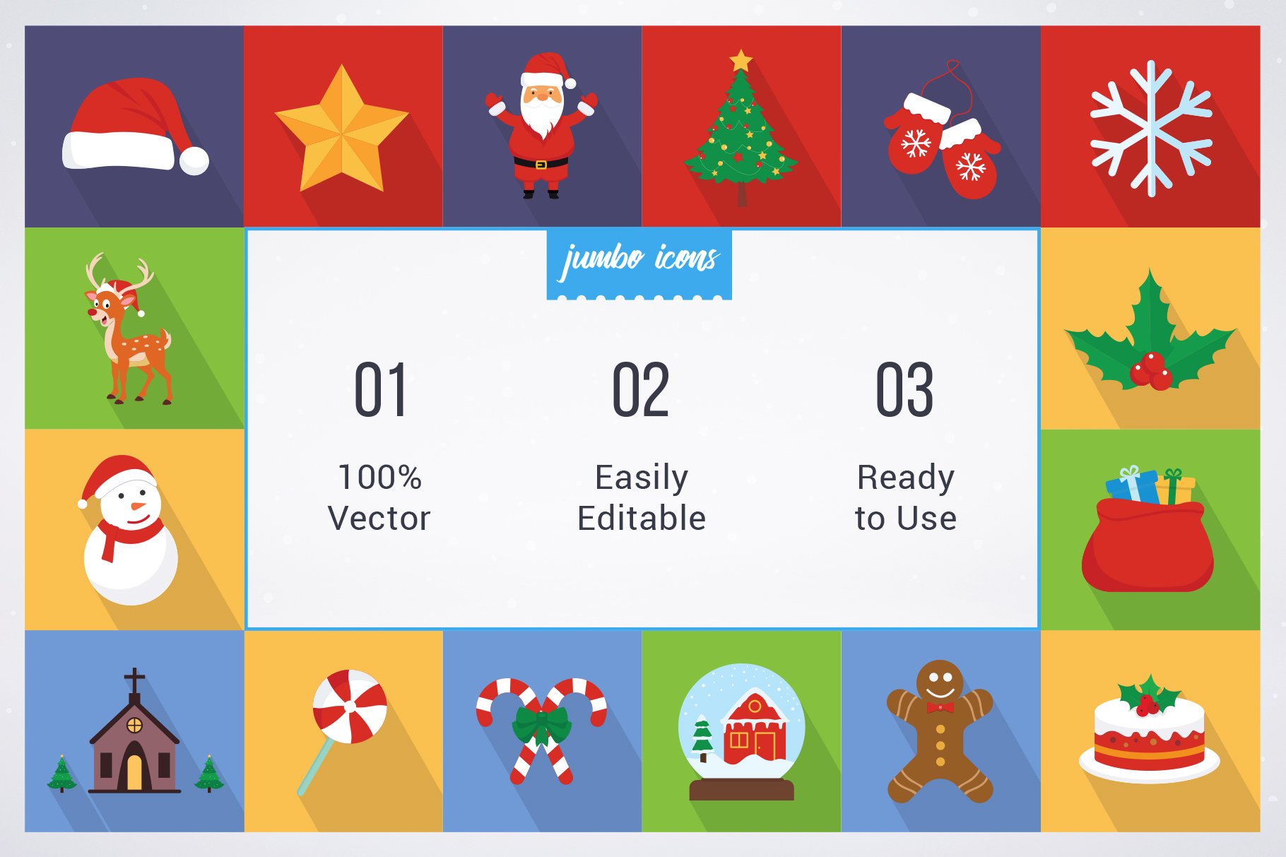 Christmas Theme Flat Icons Pack preview image.