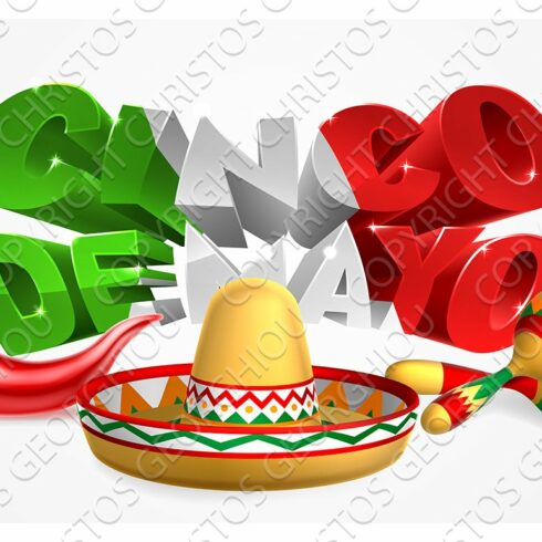 Cinco De Mayo Sign Sombrero Maracas and Pepper cover image.
