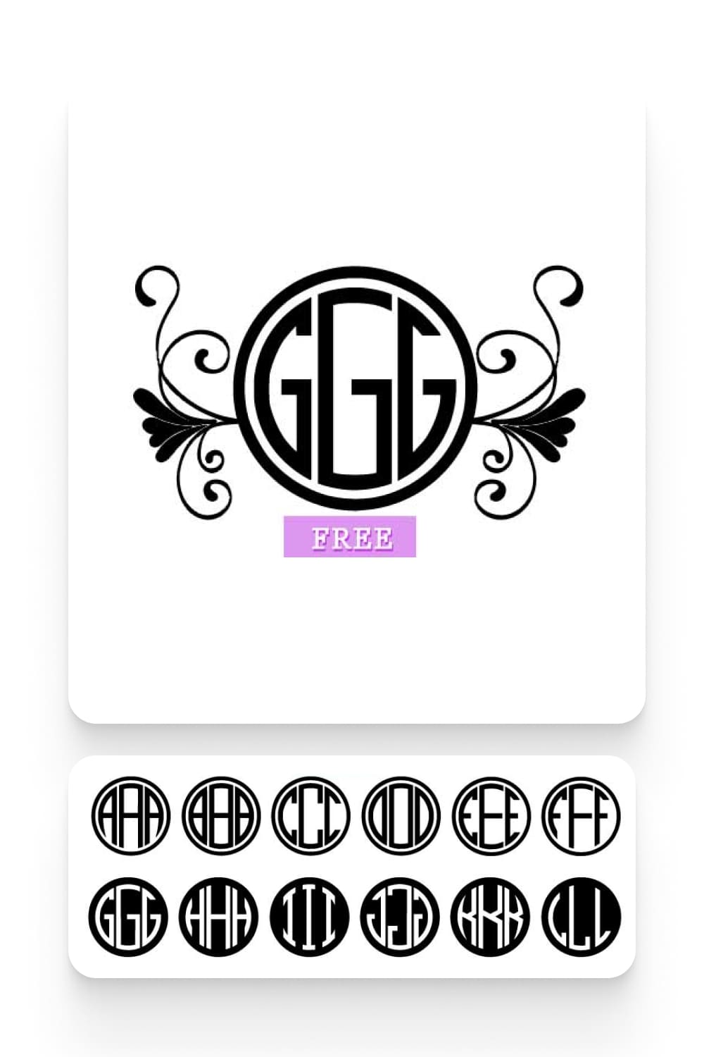 Leafy Outline Monogram Circle