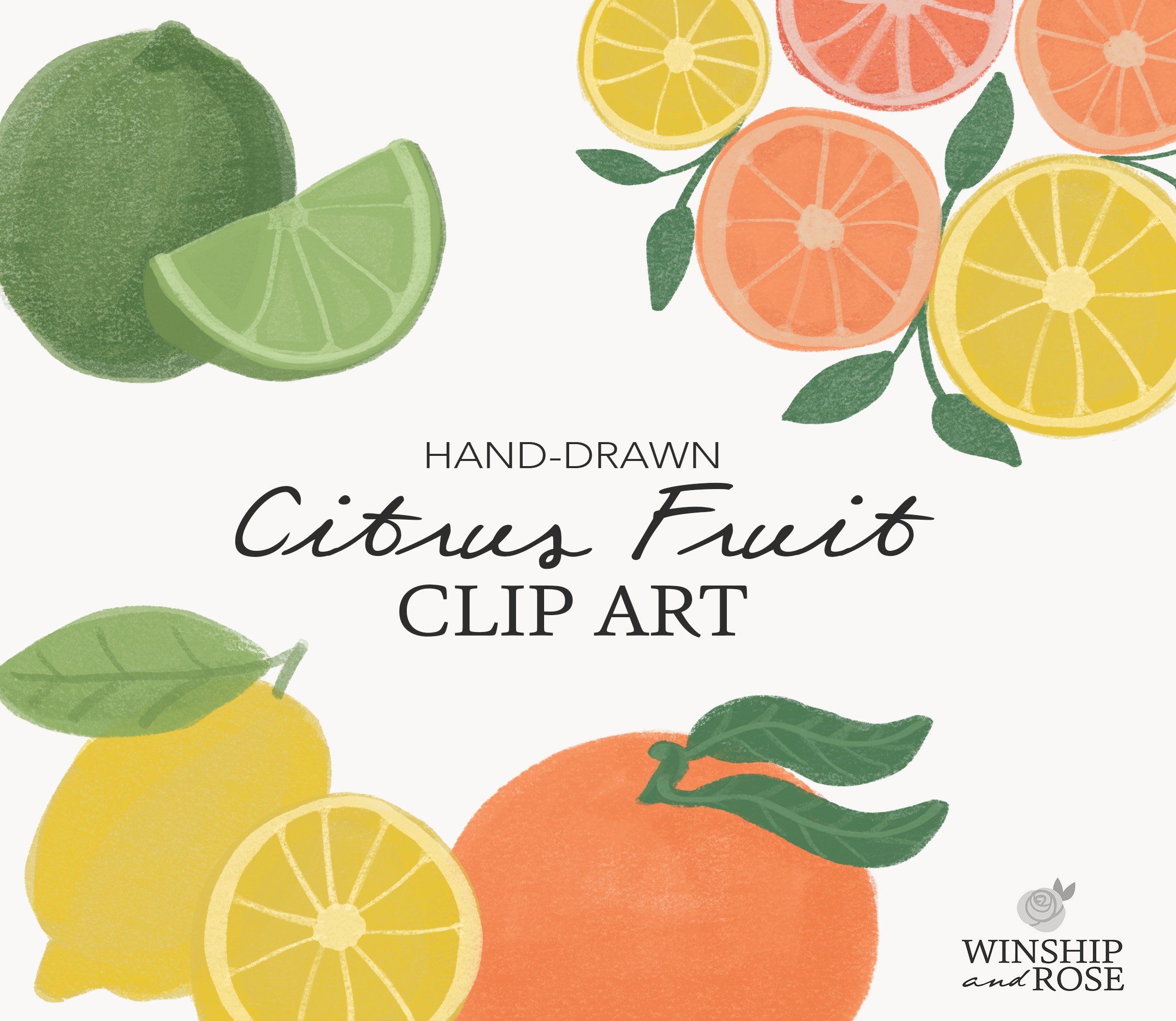 Citrus Fruit Clip Art, Orange, Lemon cover image.