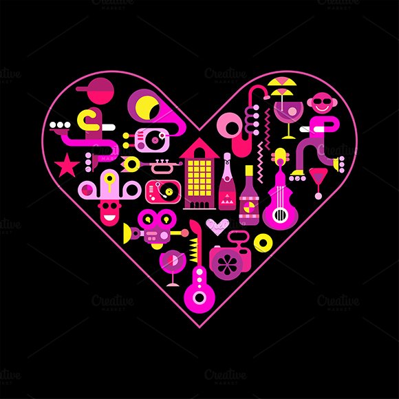 City Life heart shape vector preview image.