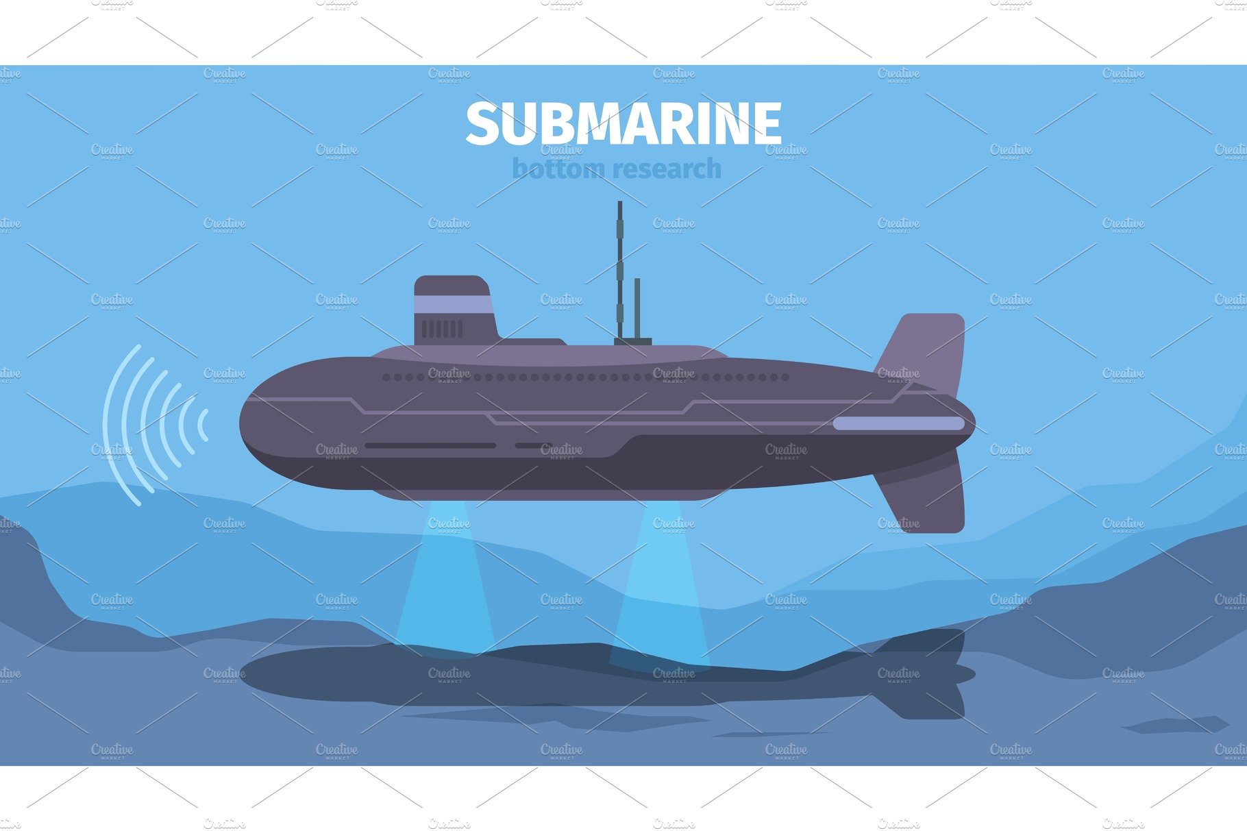 Underwater life with submarine cover image.