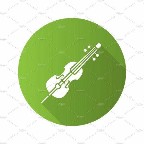 Cello flat design long shadow glyph icon cover image.