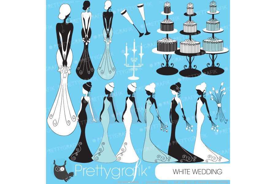 Bride wedding clipart commercial use preview image.