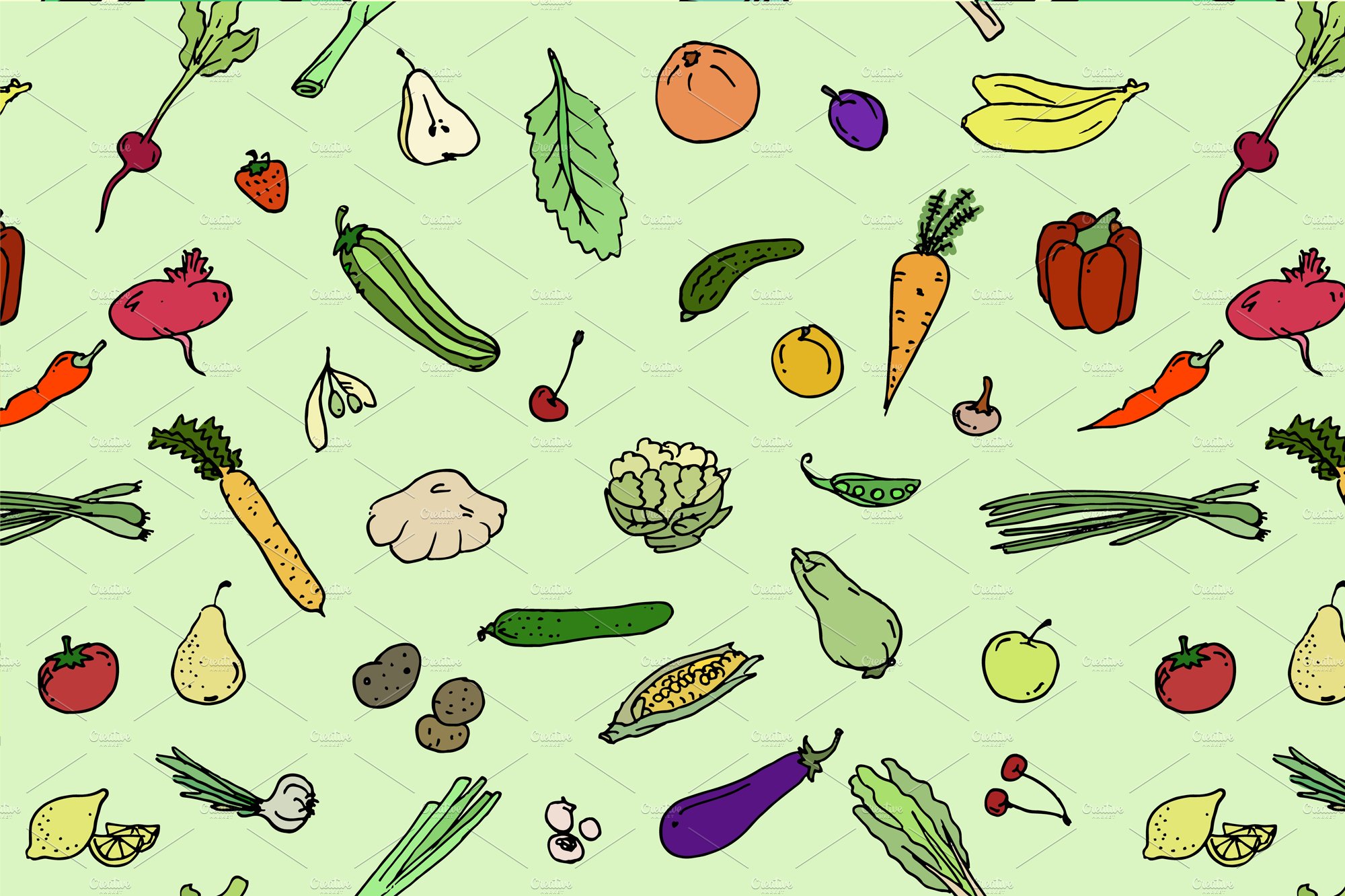 pattern Fruits and vegetables cover image.