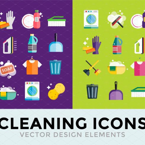 Cleaning icons vector set cover image.
