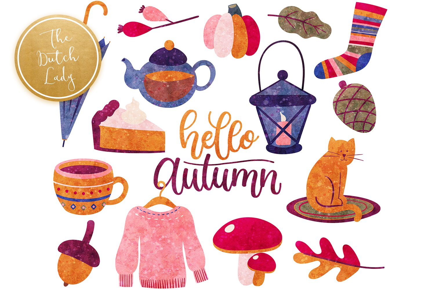 Autumn Fall Elements Clipart Set cover image.