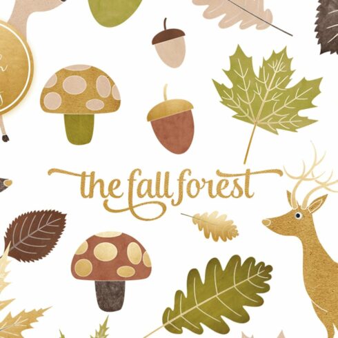 Fall Forest Clipart Set cover image.