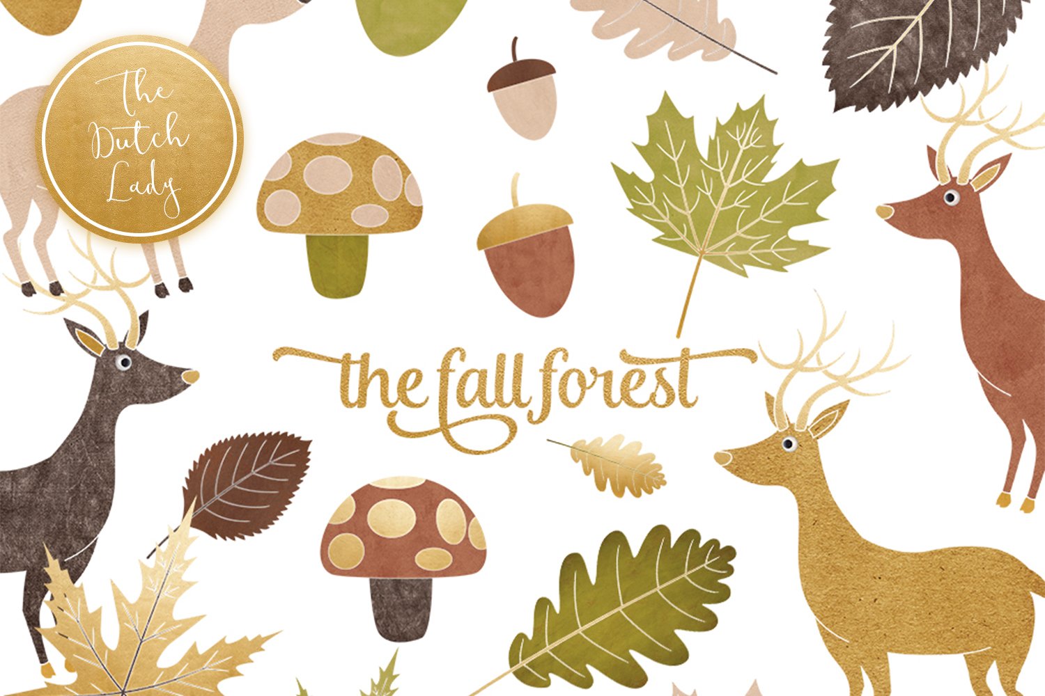 Fall Forest Clipart Set cover image.