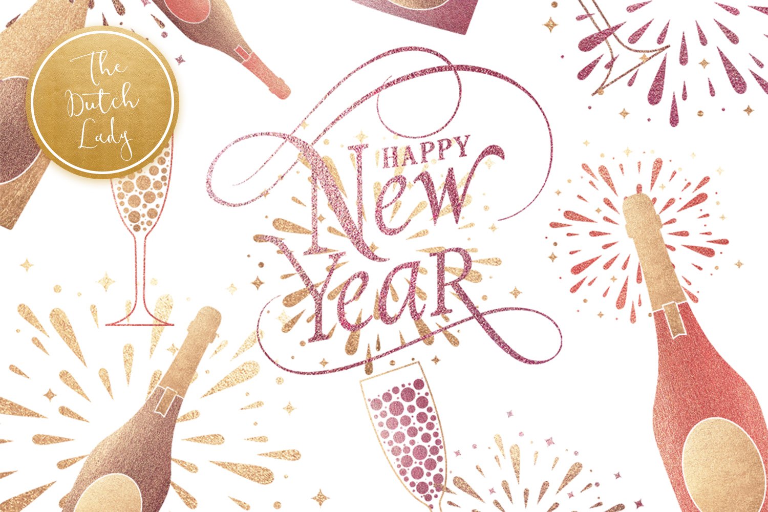 Happy New Year & Party Clipart Set cover image.