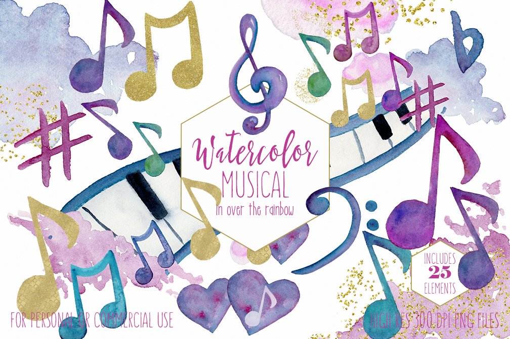 Rainbow Watercolor Music Notes cover image.