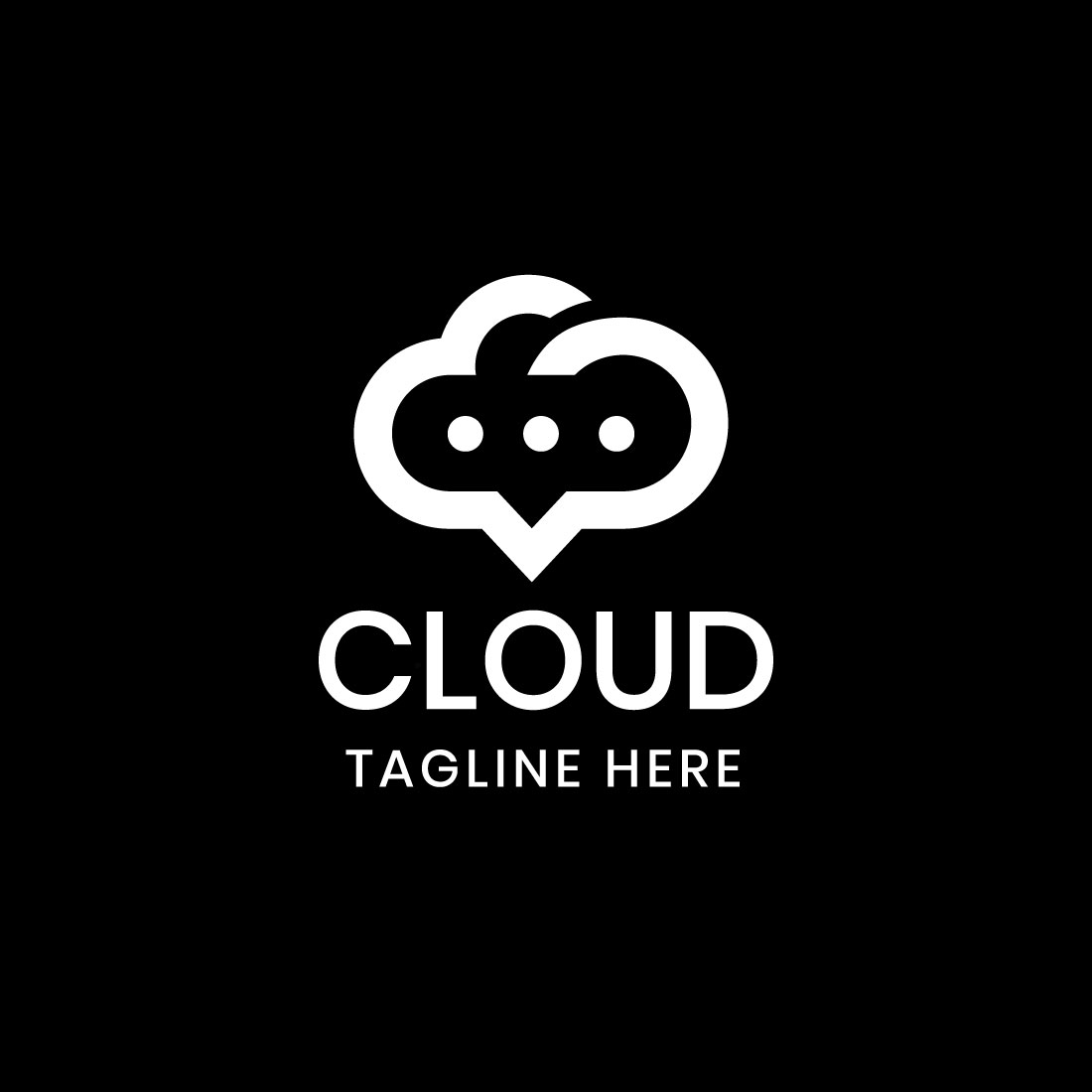 Cloud and Chat Logo design vector template preview image.