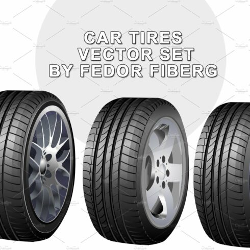 Car tires vector illustration set cover image.