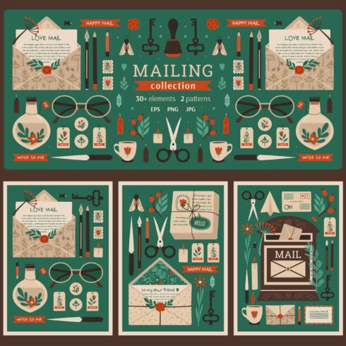 Vintage Mail Set. Clip Arts cover image.