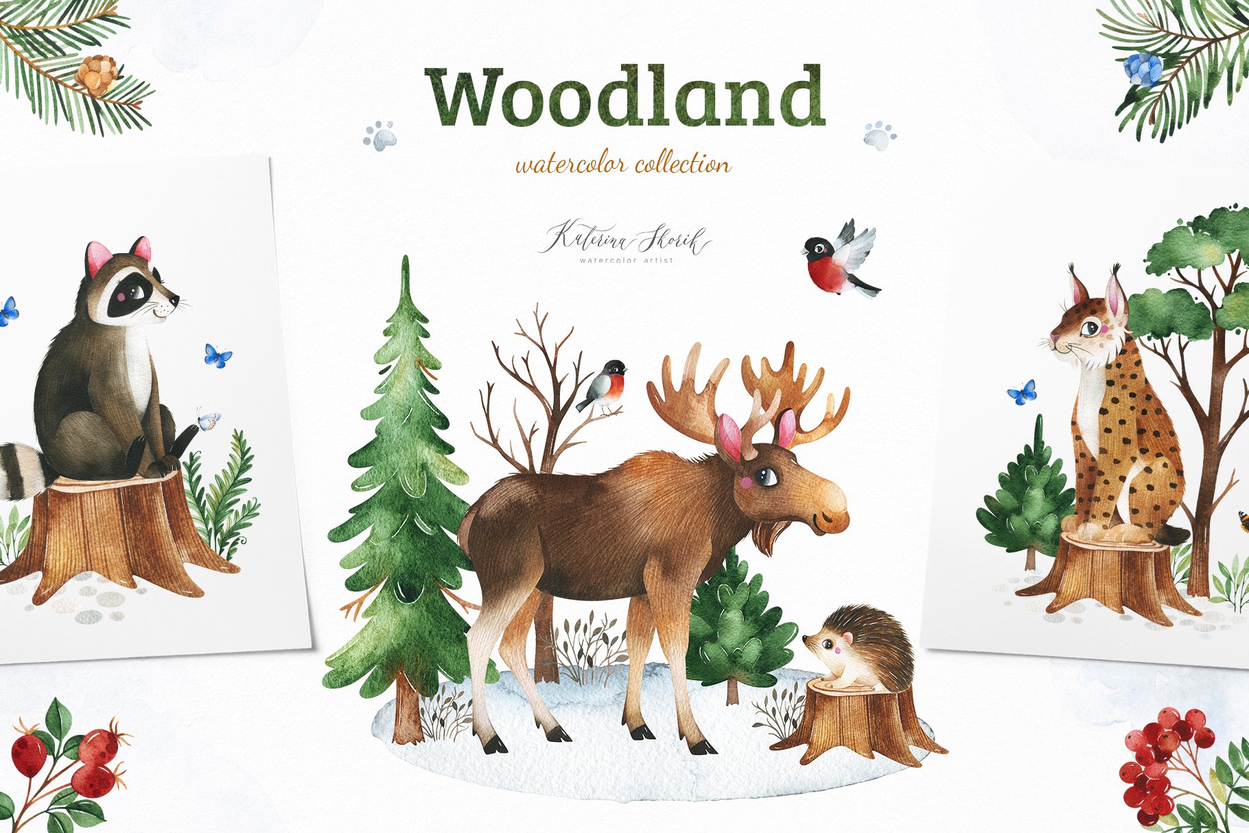 Woodland. Cute forest collection. cover image.