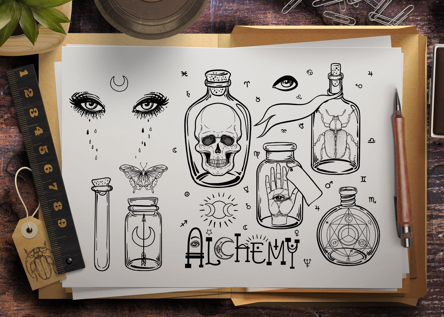 100 ALCHEMY. Magic Vector Set. preview image.