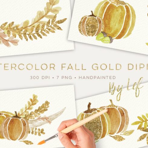 Fall Gold Dipped Watercolor Graphics cover image.