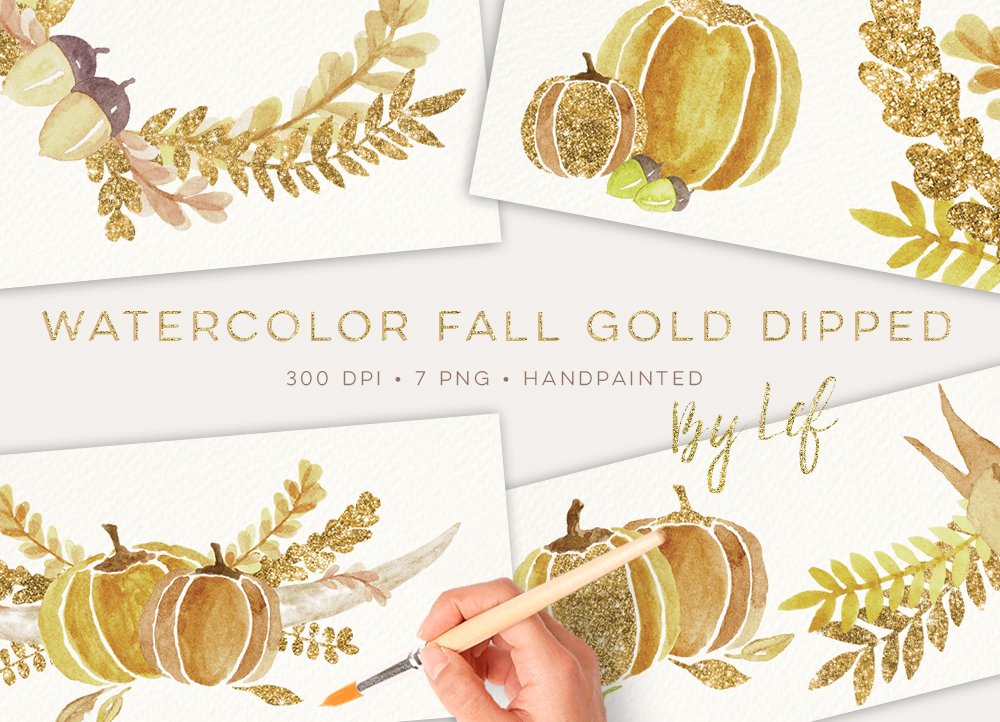 Fall Gold Dipped Watercolor Graphics cover image.