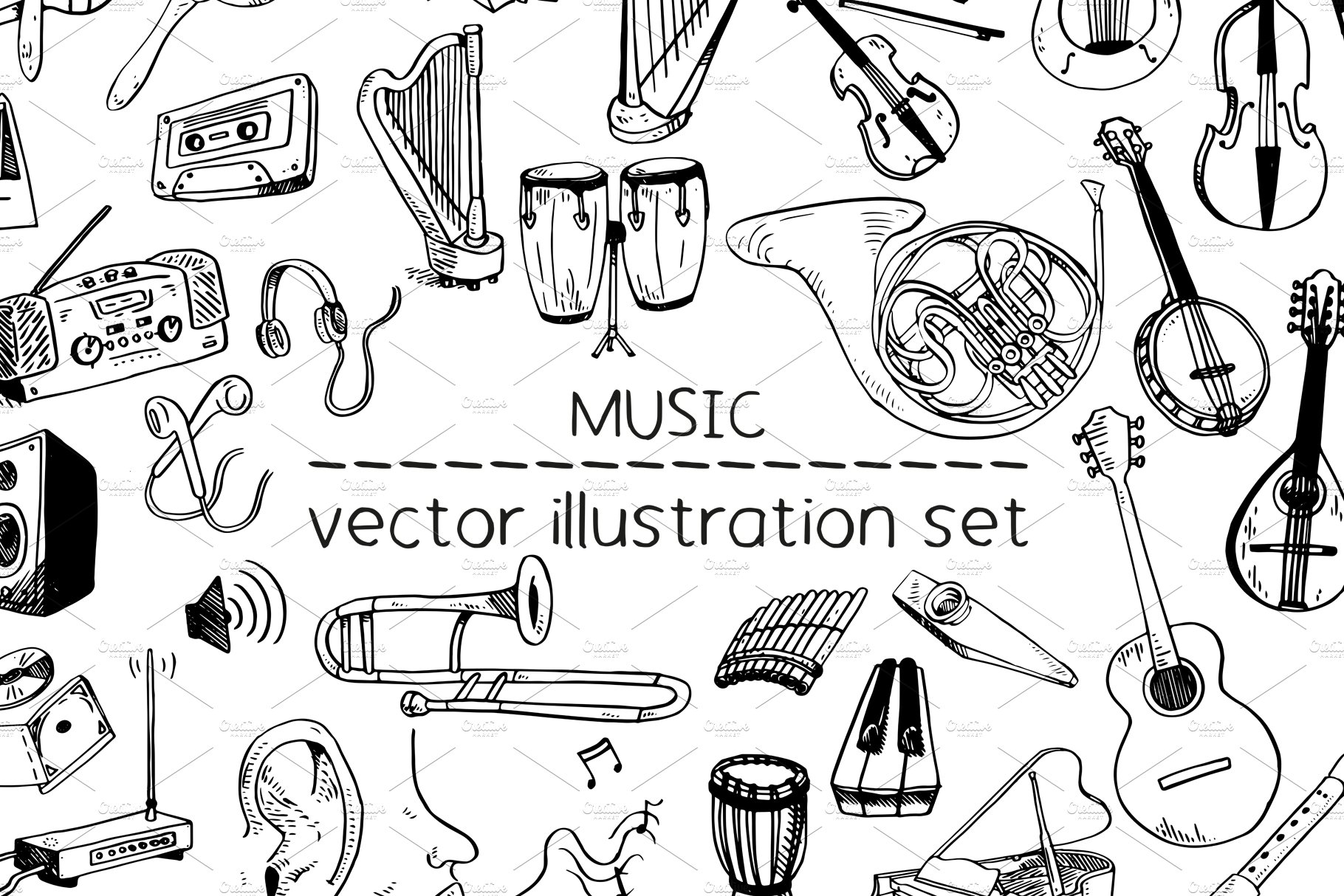 Music - vector illustrations cover image.
