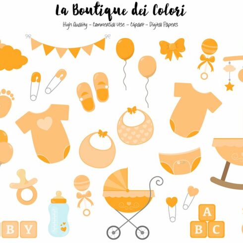 Orange Baby Shower Clipart cover image.
