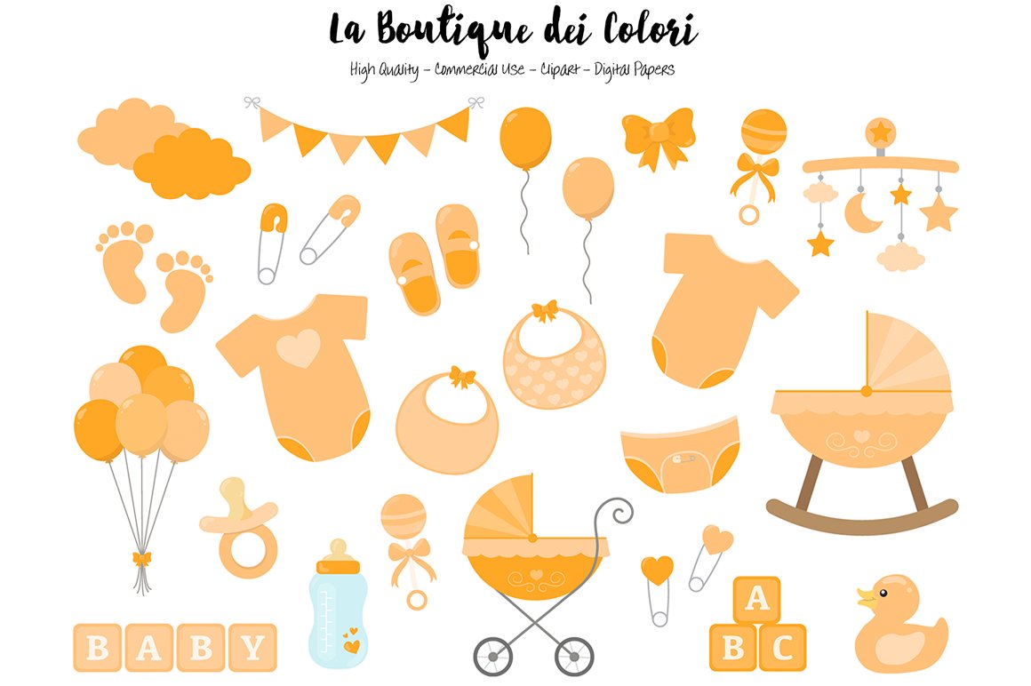 Orange Baby Shower Clipart cover image.