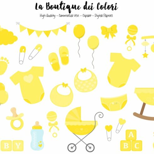 Yellow Baby Shower Clipart cover image.