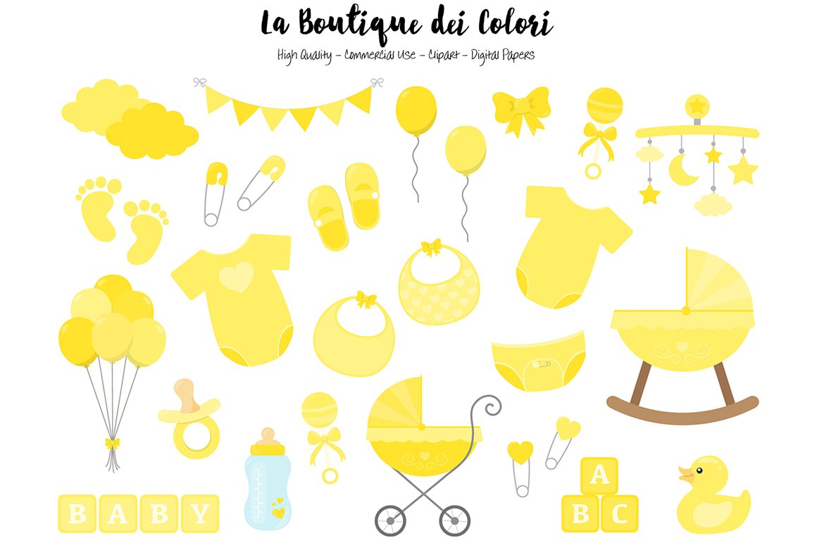 Yellow Baby Shower Clipart cover image.