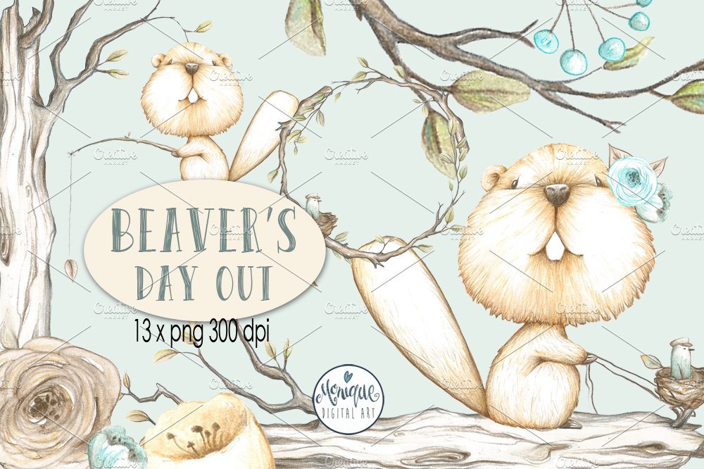 Beaver Clipart Watercolor cover image.