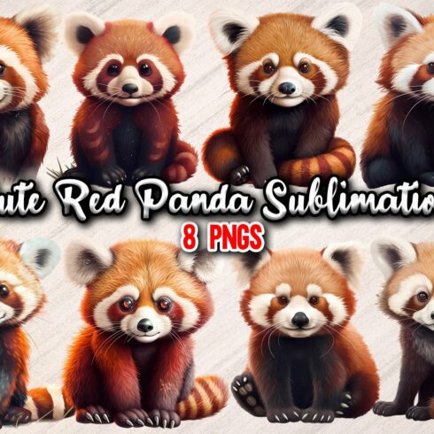 Cute Red Panda Sublimation - 8 PNGs cover image.
